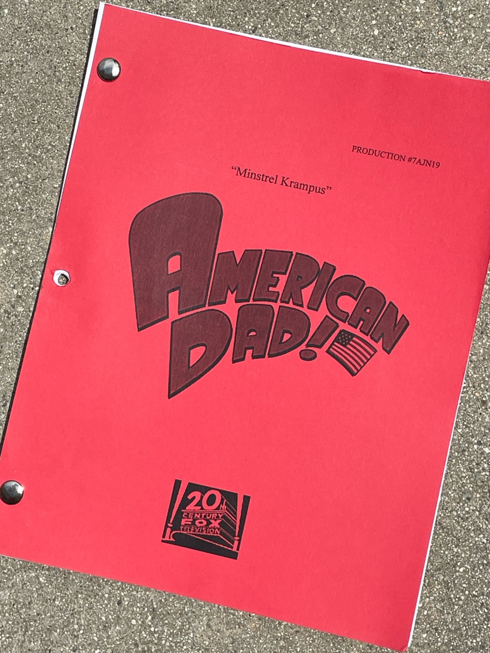 American Dad 2011 Production Used Table Draft Script Minstrel Krampus SHELVED EP